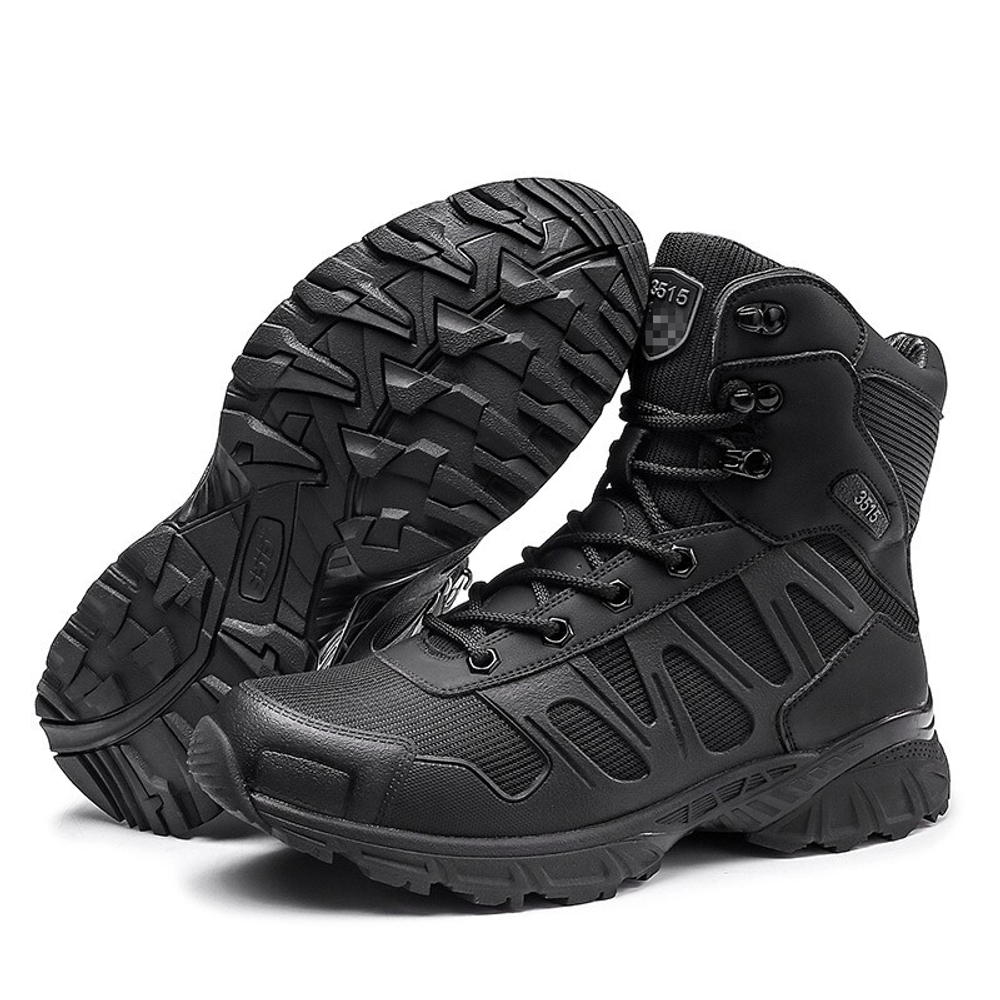 QIANGREN 3515 Men"s Boots Genuine Training Boots Men"s Super Light Breathable Lace Up High Top Boots