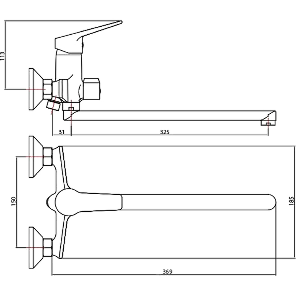 СМЕСИТЕЛЬ ДЛЯ ВАННЫ ESKO MURANO ИЗЛИВ 350ММ MR31