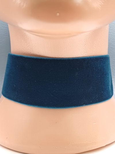 Темно-бирюзовый бархатный чокер без подвески 4 см.