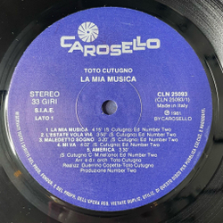 Винтажная виниловая пластинка LP Toto Cutugno La Mia Musica (Italy 1981) Sinfonia