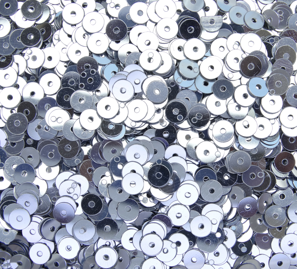 ПЛ001НН3 Пайетки круглые плоские, цвет: серебро металлик, 3 мм, 10 грамм