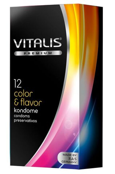 Цветные ароматизированные презервативы VITALIS PREMIUM color   flavor - 12 шт.