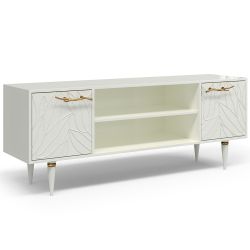 Тумба под ТВ Арт Колор leaves 155см Классик Голд Белый опал