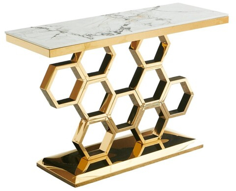 Стол-консоль Ist Casa Фьюжн, 120х40х78 см, жемчужный белый, золотой