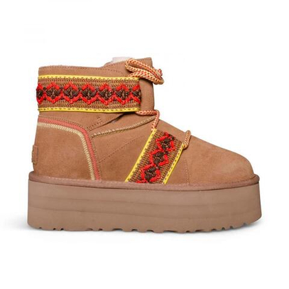 UGG WOMEN MINI BRAID PLATFORM CHESTNUT