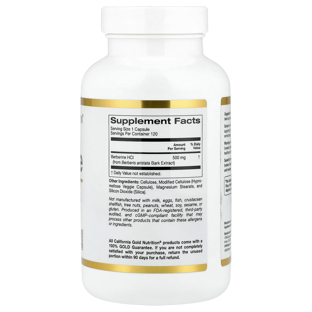 California Gold Nutrition, берберин гидрохлорид, 500 мг, 120 растительных капсул