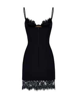 Платье мини из крепа и кружева