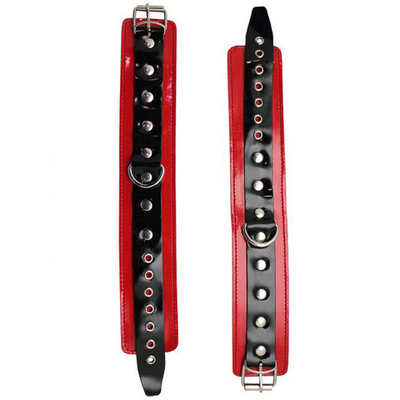 Поножи из красной лакированной кожи (Цвет: черный с красным)