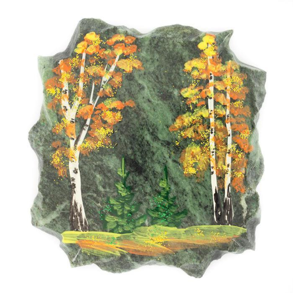Магнит "Осенний пейзаж" камень змеевик 7х70х80 мм 80 гр. R116267