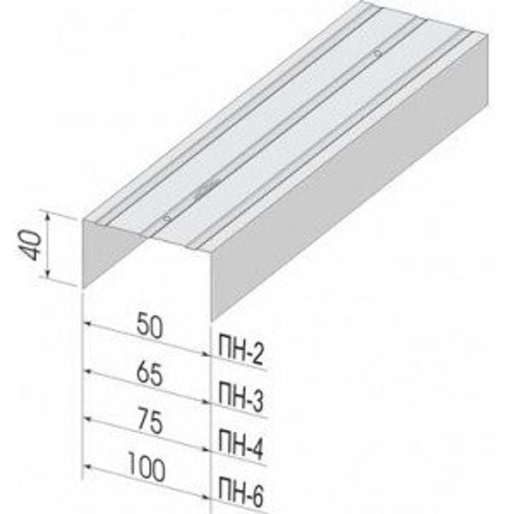 Профиль направляющий ПН-6 100х40х0,6мм Кнауф 3м