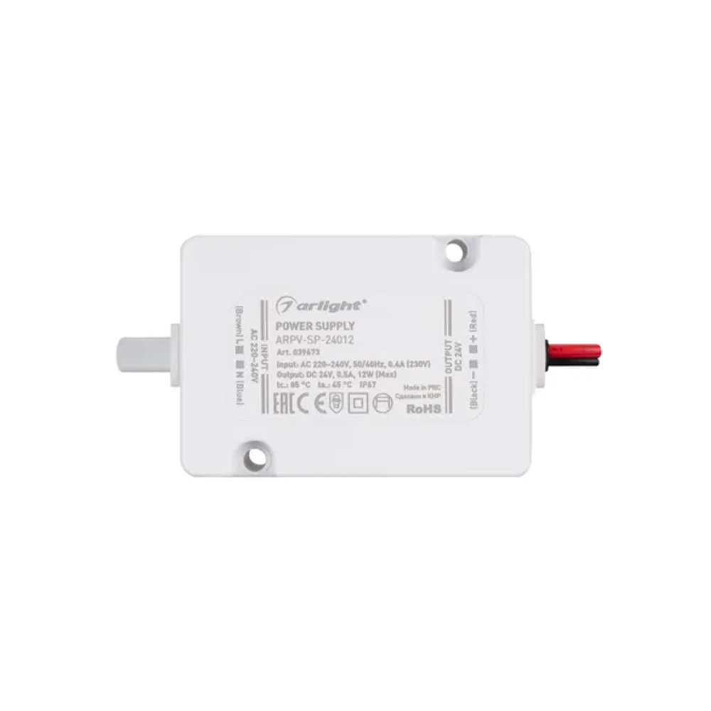 Блок питания ARPV-SP-24012 (24V, 0.5A, 12W) (Arlight, IP67 Пластик, 5 лет) 039673