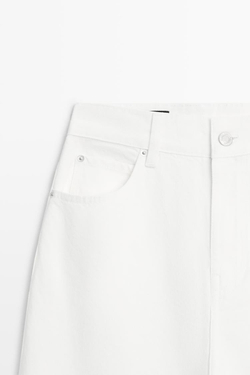 Massimo Dutti Джинсы с высокой талией и широкими штанинами, экрю