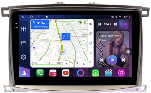 Магнитола для Toyota Land Cruiser 100, Lexus LX470 2002-2007 (климат на цветном экране) - FarCar 7083C монитор 10.36" QLED на Android 14, TS18, CarPlay, 4G SIM-слот