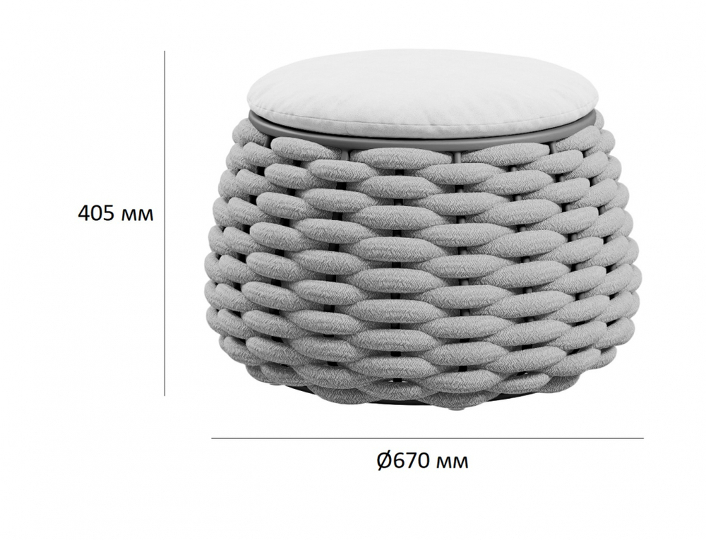 Пуф-столик плетеный с подушкой Tagliamento Pouf, терракотовый, светло-бежевый