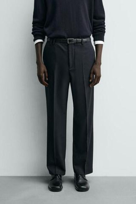 ZARA БРЮКИ STRAIGHT FIT КОМФОРТ, МОРСКОЙ СИНИЙ