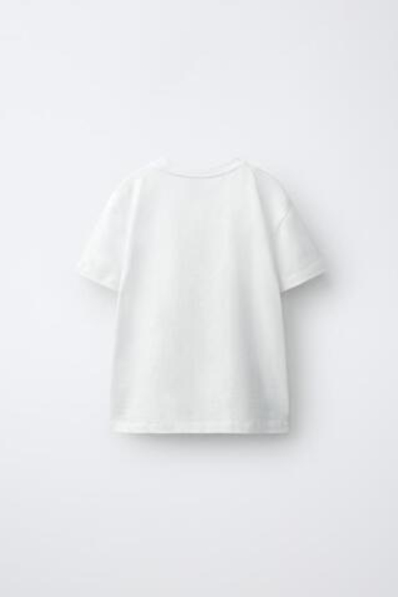 ZARA ФУТБОЛКА С БЛЕСТЯЩЕЙ ЦИФРОЙ, БЕЛЫЙ