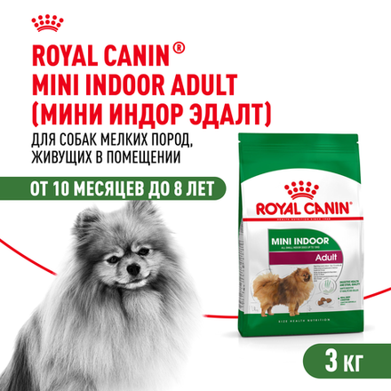 Royal Canin Mini Indoor Adult Мини Индор Эдалт Корм сухой для взрослых собак мелких пород в возрасте от 10 месяцев живущих в помещении 3кг