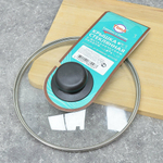 Крышка 18см стеклянная с ручкой, с металлическим ободком, низкая, TimA