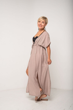 Платье длинное летнее пляжное легкое с запахом и разрезами для отдыха на море и в городе