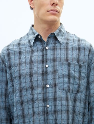 Синяя хлопковая рубашка в клетку BLUE LABEL