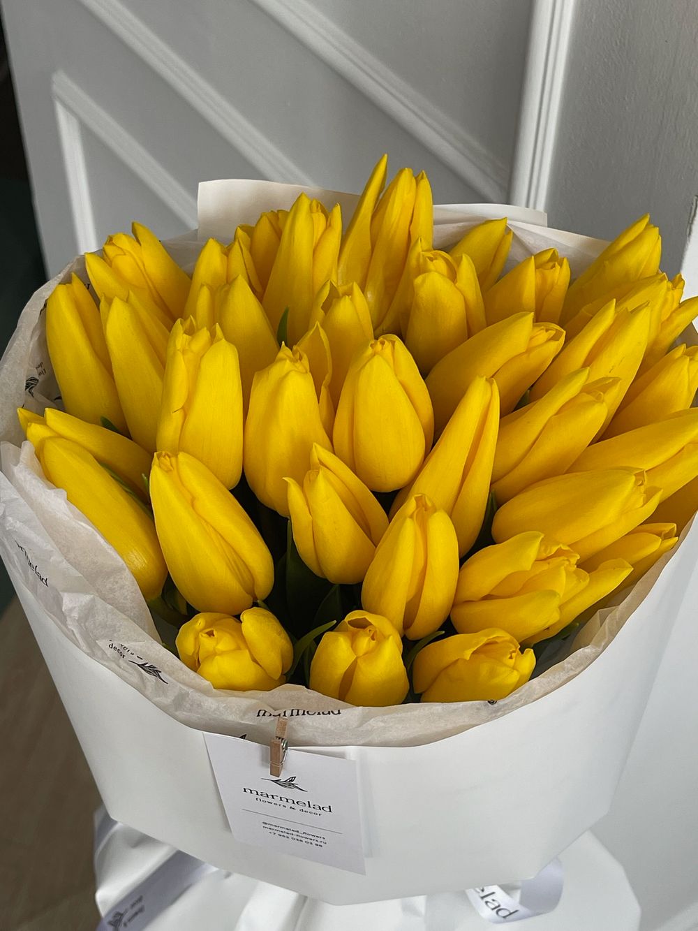 Букет из 35 желтых тюльпанов