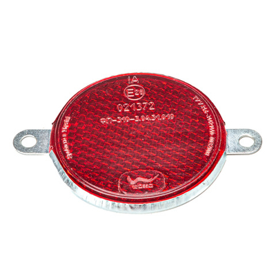 Световозвращатель (катафот), красный, круглый, крепление 2 отверстия