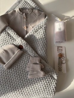 Конверт-плед 2в1 вязаный демисезон серый