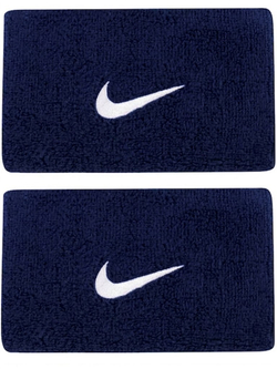 Напульсник теннисный Nike Swoosh Double-Wide Wristbands - черный, небесный