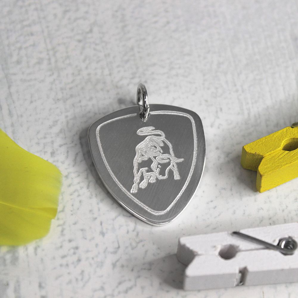 Кулон подвеска из серебра медиатор с гравировкой на заказ