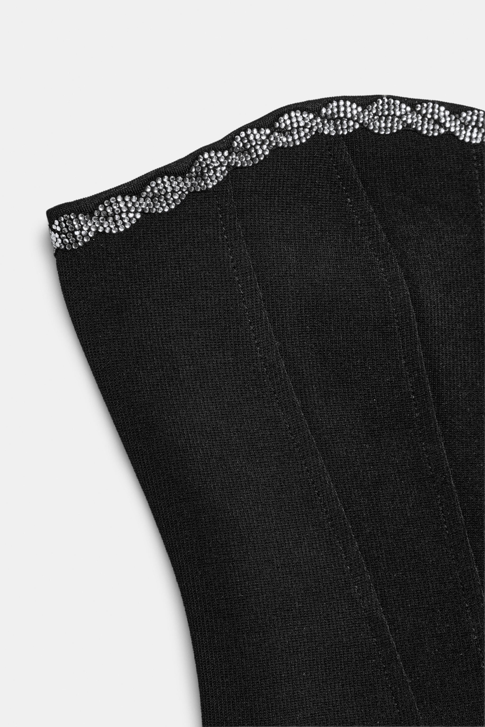ZARA ЭЛАСТИЧНЫЙ ТОП-КОРСЕТ СО СТРАЗАМИ, ЧЕРНЫЙ