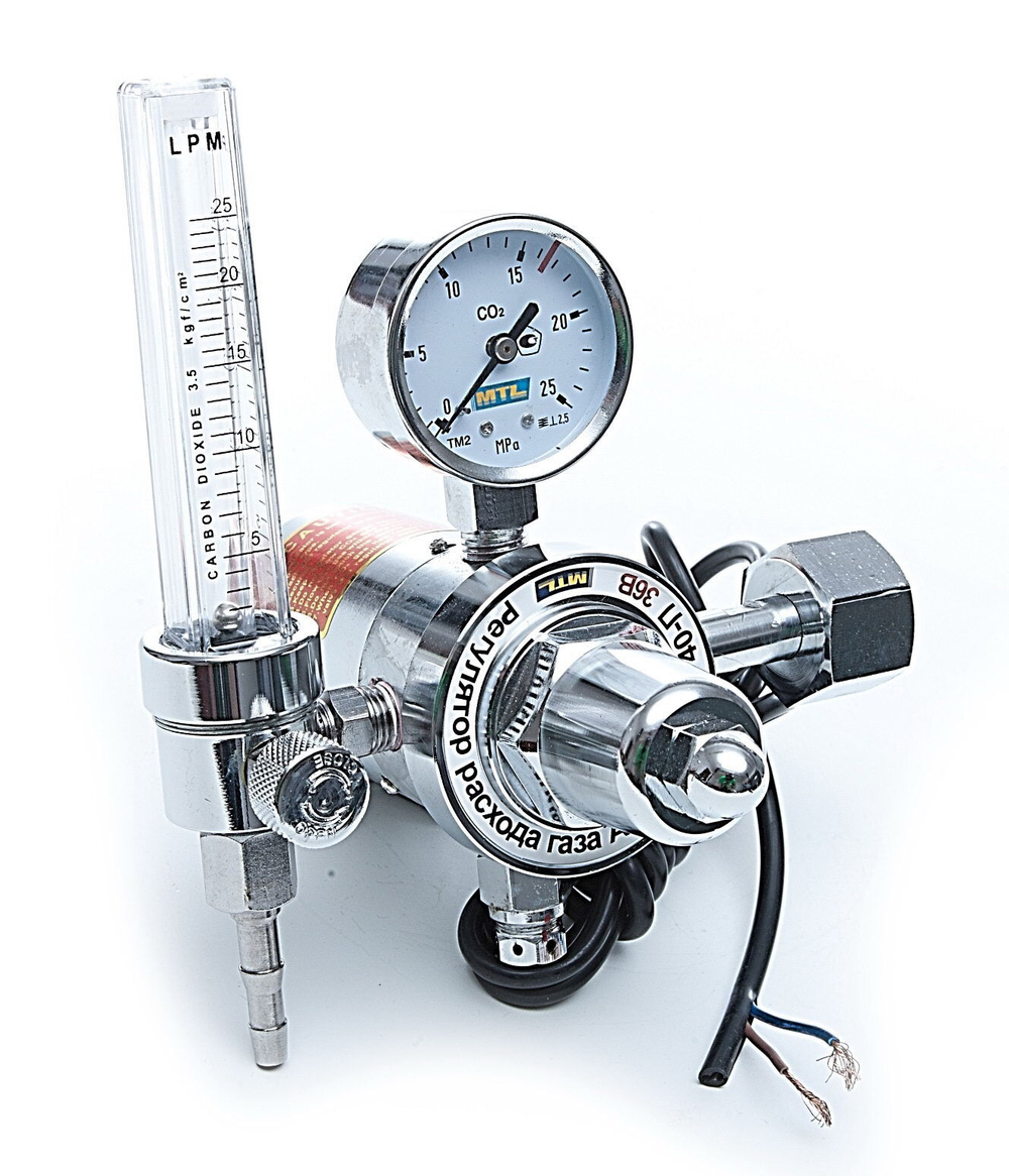 Регулятор расхода Ar/CO2 У30-АР40П-36 (с подогревателем)-латунь