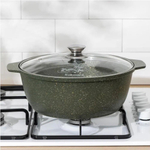 Кастрюля-жаровня алюм, антиприг, 4 л, с крыш, крышка стекло, Kukmara, Trendy style, ж41tsml, малахит