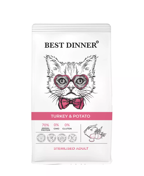 Best Dinner Сухой корм для стерилизованных кошек индейка картофель 400гр