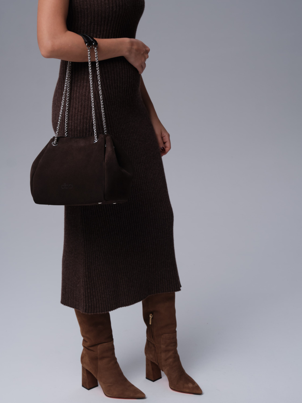 Замшевая сумка 31202 черный каштан велюр