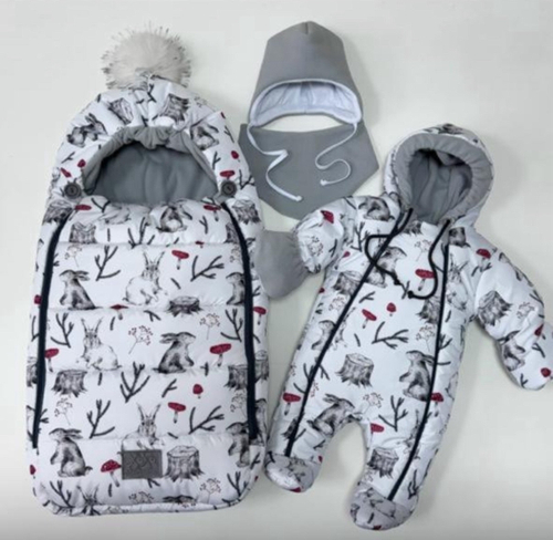 Зимний комплект на выписку "Пушинка принт" (model.39)