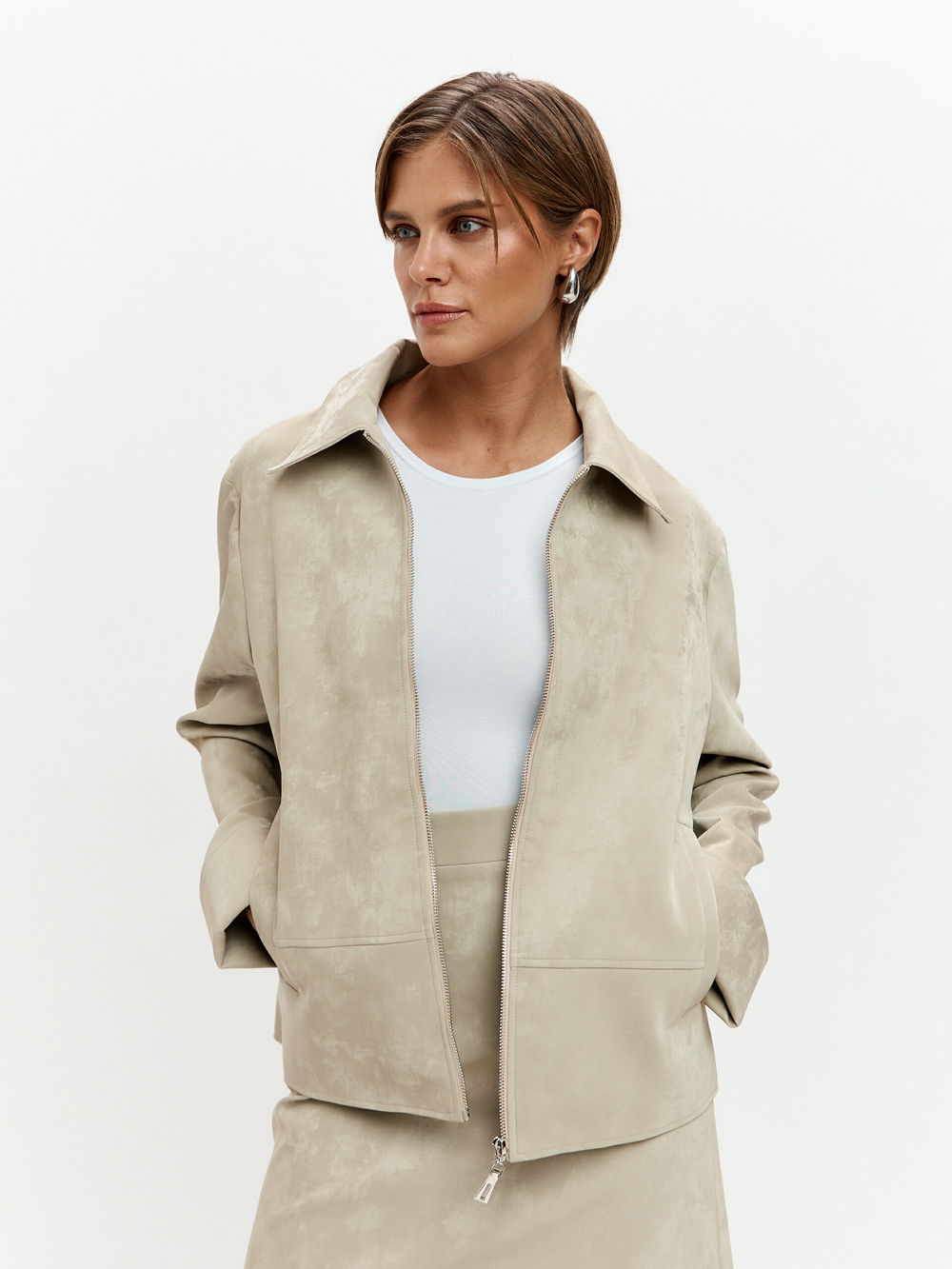 Куртка Сидни из экокожи в оттенке миндаля