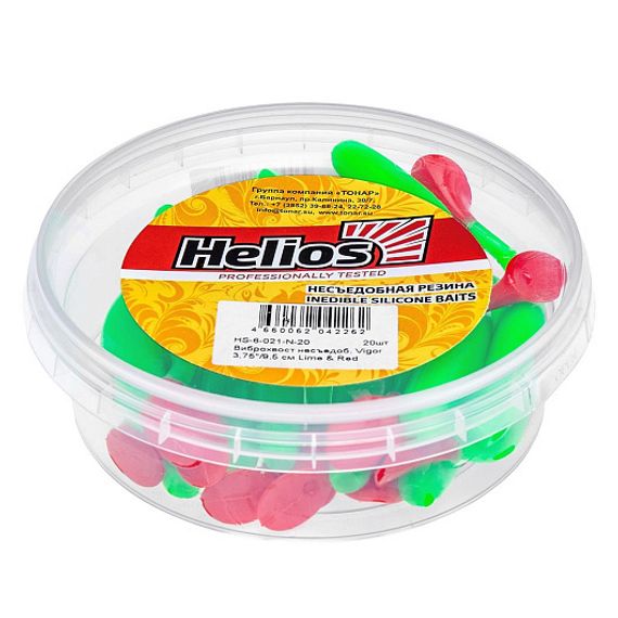 Виброхвост несъедоб. Vigor 3,75&#39;/9.5 см Lime &amp; Red 20шт. (HS-6-021-N-20) Helios