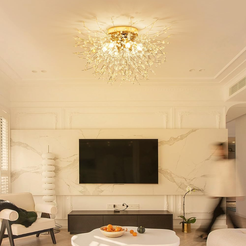 Люстра потолочная Lanbos, 6 LED ламп G9, до 90 Вт, до 15 кв м, золотая