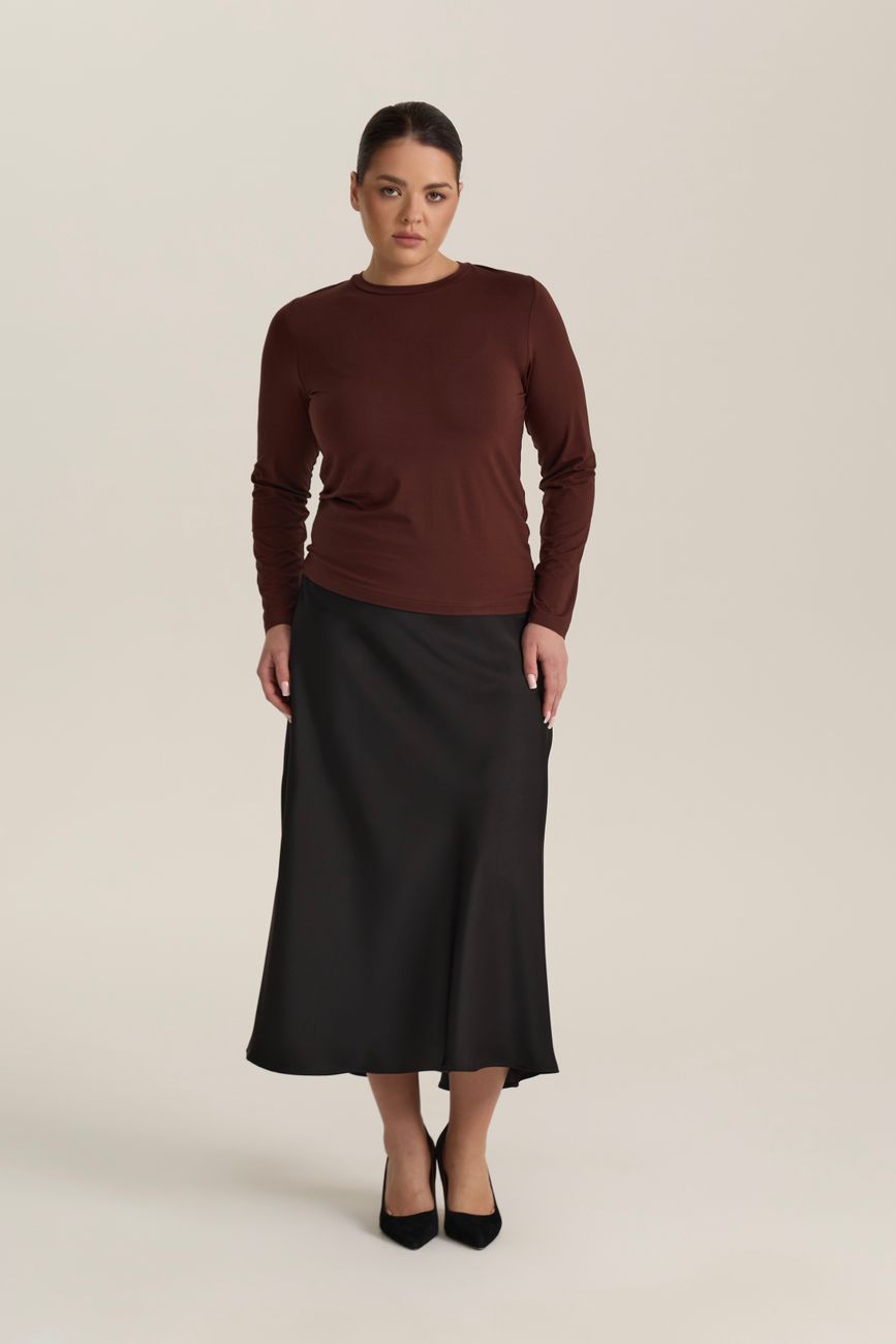 Юбка миди из атласа; черный