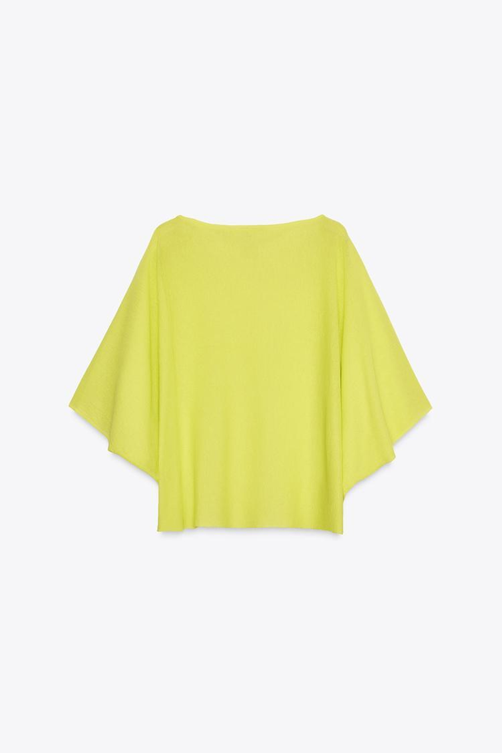 ZARA ОДНОТОННЫЙ ТРИКОТАЖНЫЙ ТОП, ЛАЙМОВЫЙ