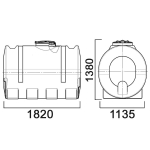 Емкость цилиндрическая горизонтальная с дыхательным клапаном
 Анион 1850 л. горизонтальная (1820x1135x1380см;синий) - арт.559412