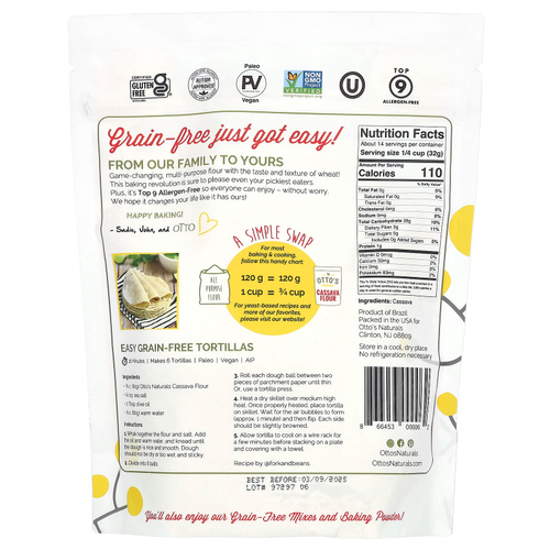 Otto's Naturals, универсальная мука из кассавы, 453 г (16 унций)