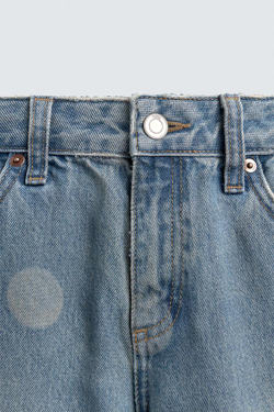 ZARA Х DISNEY ДЖИНСЫ BALLOON С ЭФФЕКТОМ ПОТЕРТОСТИ В ГОРОШЕК, СИНИЙ