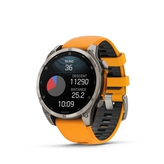 Мультиспортивные GPS часы Garmin Fenix 8 (47 mm) AMOLED, Sapphire Titanium with Spark Orange/Graphite Silicone Band 010-02904-11