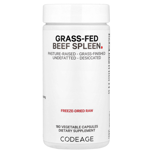 Codeage, Говяжья селезенка травяного откорма, 180 растительных капсул (500 мг на капсулу)