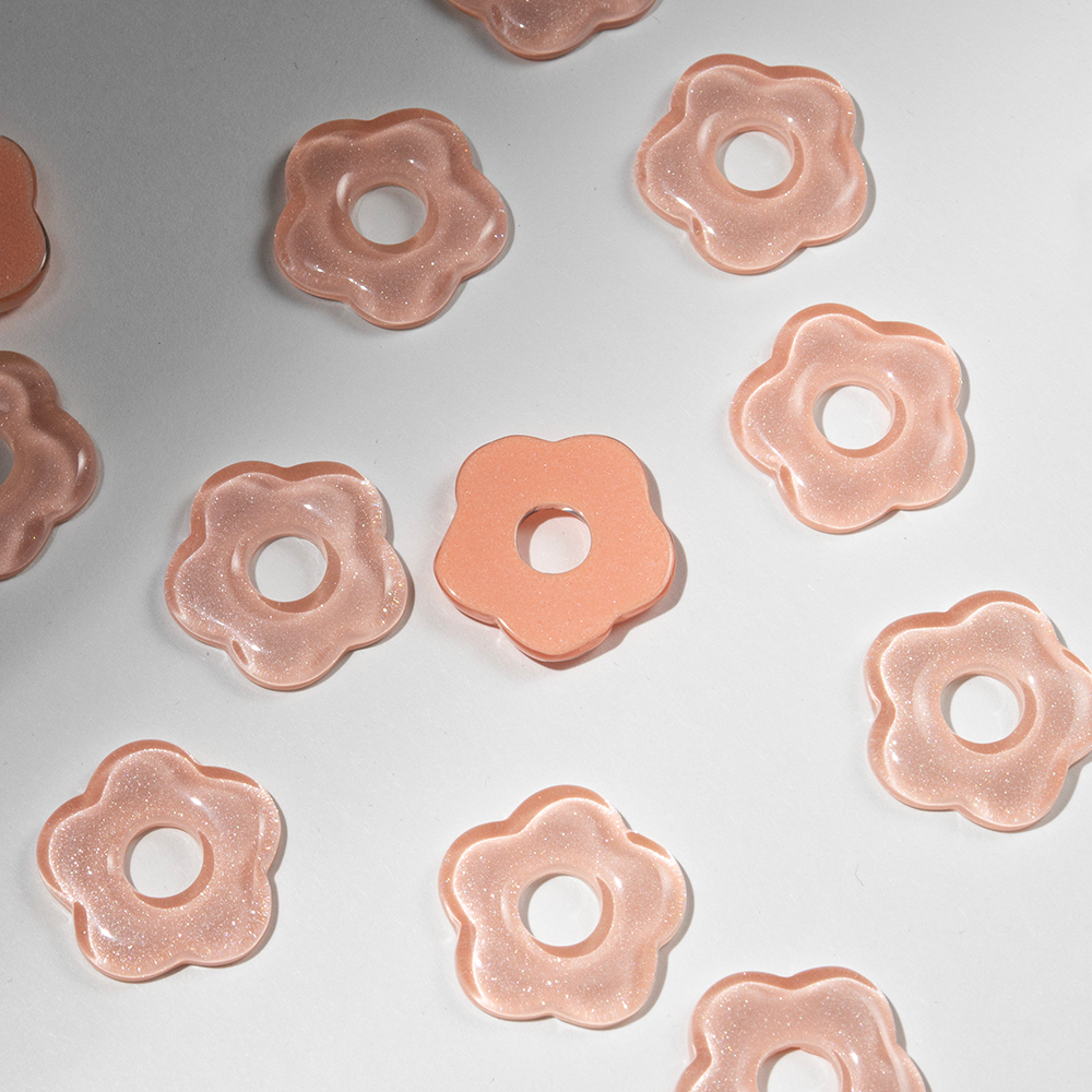 Подвеска "Незабудка", 26мм, оранжевый акрил