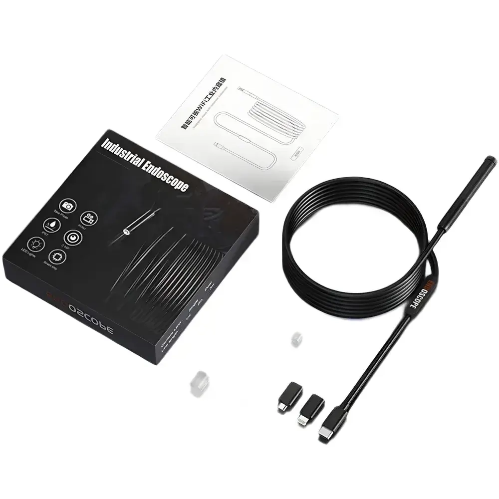 Эндоскоп для смартфона Андроид, Айфон и компьютера 1 м wifi 2 камеры, водонепроницаемый, для автомобиля и бытовых нужд