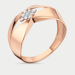 Женское кольцо из розового золота 585 пробы с фианитами (арт. 021071-1102)
