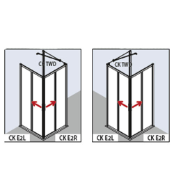 Душевой ограждение Kermi CADA XS  875-900/2000 с угловым входом, стекло прозр., ESG Clean CKE2L09020VPK + CKE2R09020VPK