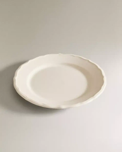 ZARA HOME ДЕСЕРТНАЯ ТАРЕЛКА ИЗ ФАЯНСА С ФИГУРНОЙ КРОМКОЙ, ЭКРЮ